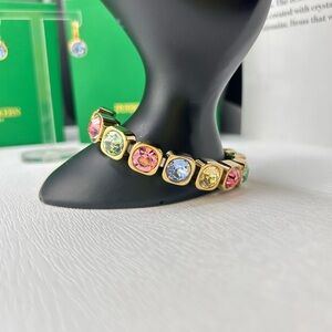 Multi Colored Tennis Bracelet, Multi-Pastel Crystal Gold Plated Chunky